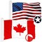 G128 Combo Pack: American USA Flag 3x5 Ft & Canada Canadian Flag 3x6 Ft | Both ToughWeave Series Embroidered 210D Polyester, Embroidered Design, Indoor/Outdoor, Vibrant Colors, Brass Grommets